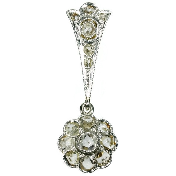 Art Deco pendant with rose cut diamonds in two colors gold